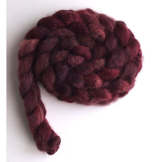 Cranberry Medley on Mixed BFL/Silk Roving