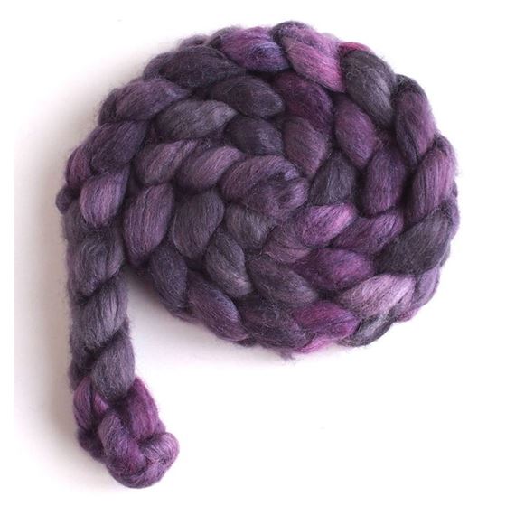 Purple Shade on Polwarth/Silk Roving